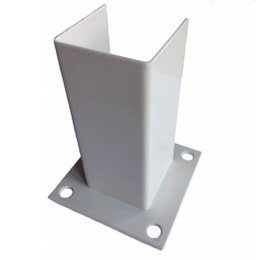 Base Metálica p/ Poste 60x60MM c/ Kit Fixação - Branca RAL9010