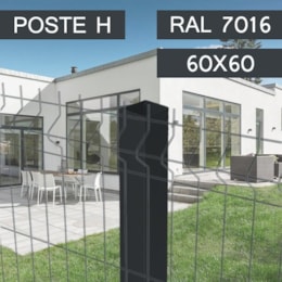 Poste Metálico H Plastificado 60x60MM - Cinza RAL7016