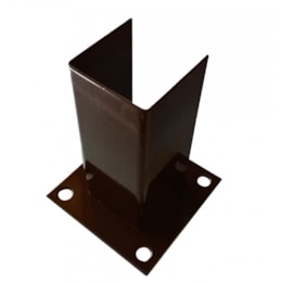 Base Metálica p/ Poste 60x60MM c/ Kit Fixação - Castanho RAL8017