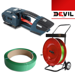 Kit Máquina de Cintar Embalagens JDC 13/16 + 2 Baterias + Carregador + Carro Dispensador de Cinta + Rolo de Cinta 16MM 24KG