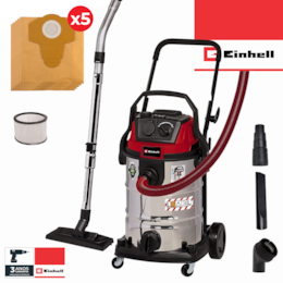 Aspirador Einhell p/ Sólidos e Líquidos TE-VC 2230 SACL c/ Limpeza Automática do Filtro - 30LT +  5 Sacos Papel 65MM 30LT