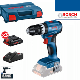 Aparafusadora Bosch Profissional GSB 18V-45 + 3 Baterias ProCore 18V 4.0AH + Carregador + Mala (0615A5002U)