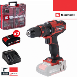 Berbequim Einhell TE-CD 18/40 Li-i + 2 Baterias 18V 2.0Ah + Carregador + 64 Acessórios